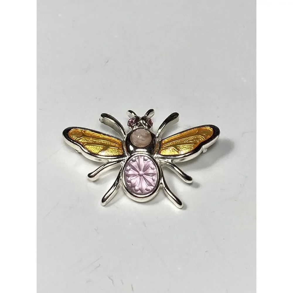 MONET Brooch Bug Multi Color Silver Tone Rhinestones Enamel